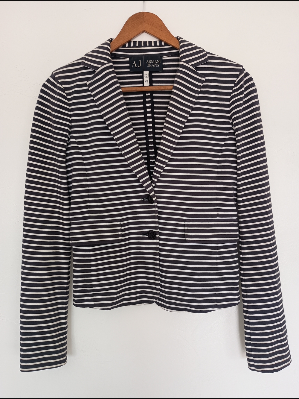 Armani Jeans 100% Cotton Navy & White Striped Blazer